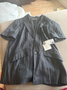 Laundry By Shelli Segal Black Short-Sleeve Single-Button Blazer